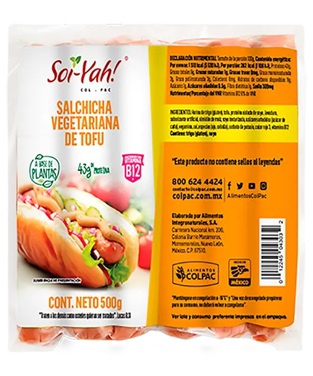 Salchicha Tofu Congelada Paq 8 pzas