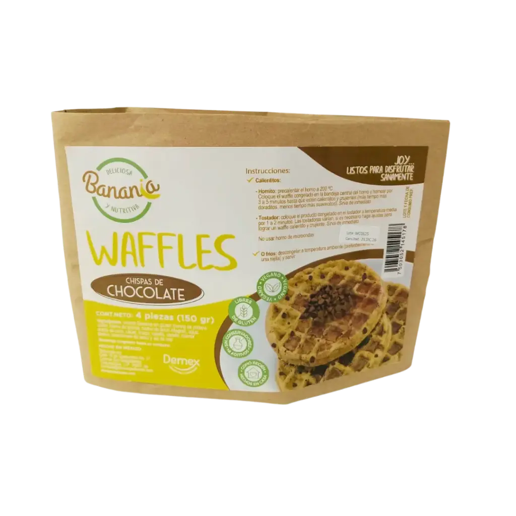 Waffles Chocochips Sin Azúcar - Paq. 4 pz
