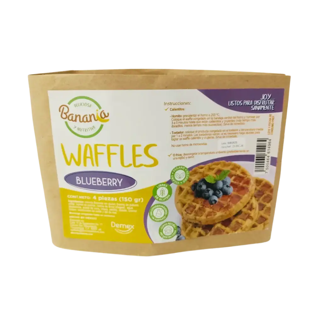 Waffles Blueberry Sin Azúcar - Paq. 4 pz