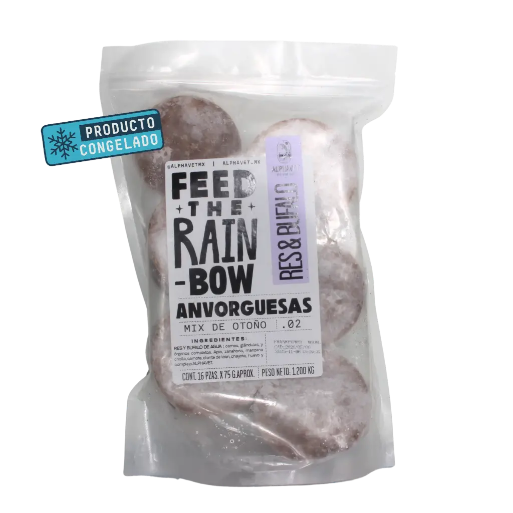 Anvoguesas p/Mascotas Res y Búfalo 1.25Kg Cont. 16 pzs de 75gr c/u