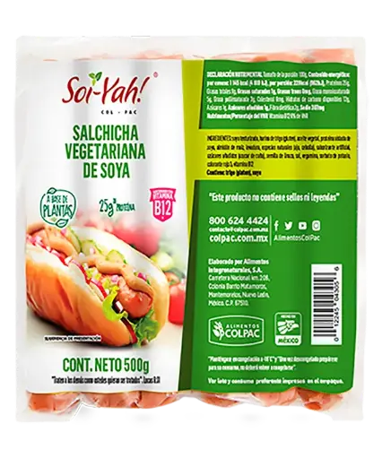[012245043056] Salchicha Vegetariana Congelada Paq 8 pzas